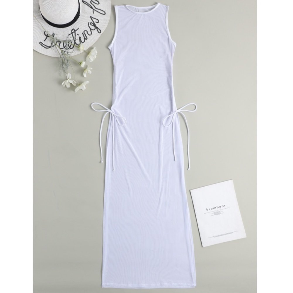 White Stretchy Mesh Coverup - Picture 3 of 11